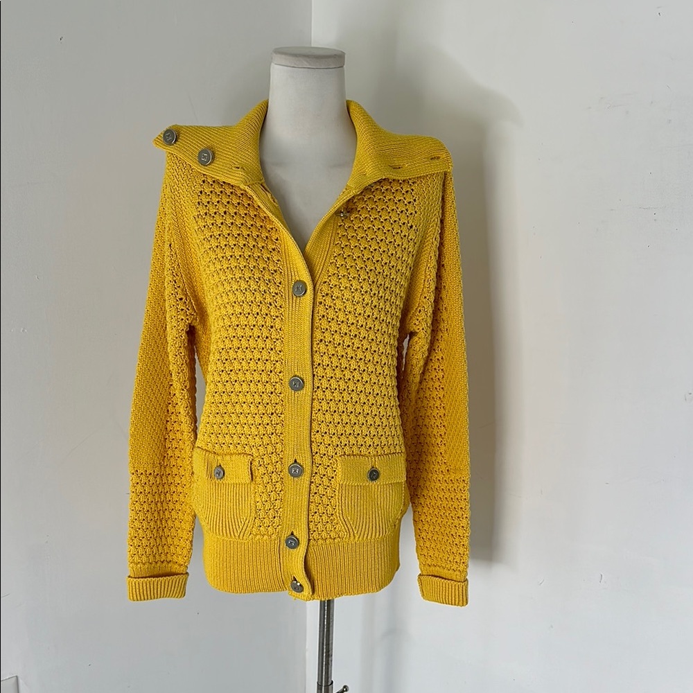 Sold Escada Yellow Knit Cardigan Sweater Euro 38